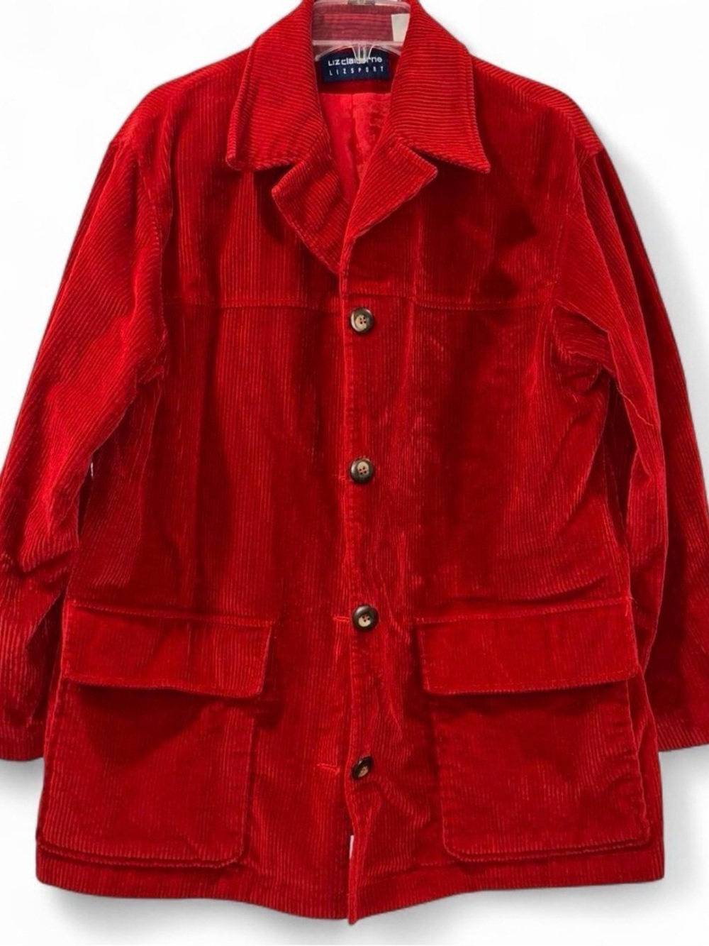Liz Claiborne Vibrant Red Corduroy Button Jacket